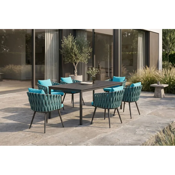 KAWOLA Gartenmöbel Set LUSHA 7-tlg. Stahl türkis x x cm