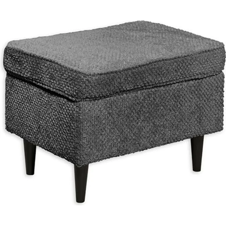 Stella Trading Oskar Fußhocker gepolstert, Anthrazit - Vintage Polsterhocker für Sessel, Couch und Sofa - 63 x 43 x 42 cm (B/H/T) – Bild 2