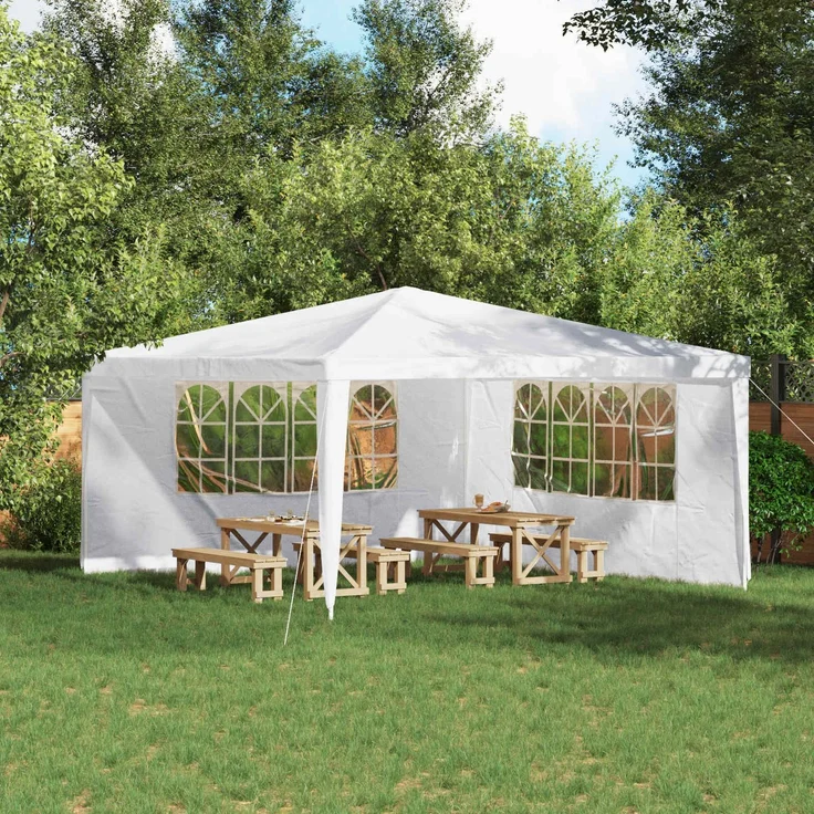 vidaXL Partyzelt-Seitenteil 2 Stk. 400 x 195 cm Weiß PE und Stahl 42033020 – Bild 1