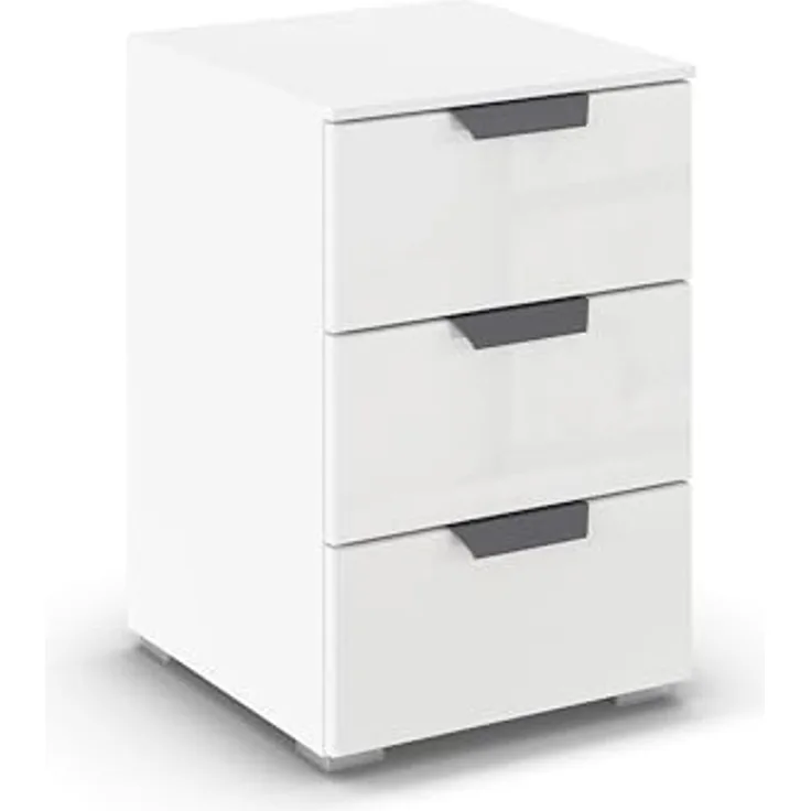 rauch Aditio Box, Nachttisch, 2 Schubladen, mit Glasfront, mit Softclose-Funktion, Farbe Weiß, BxHxT 40x61x42cm