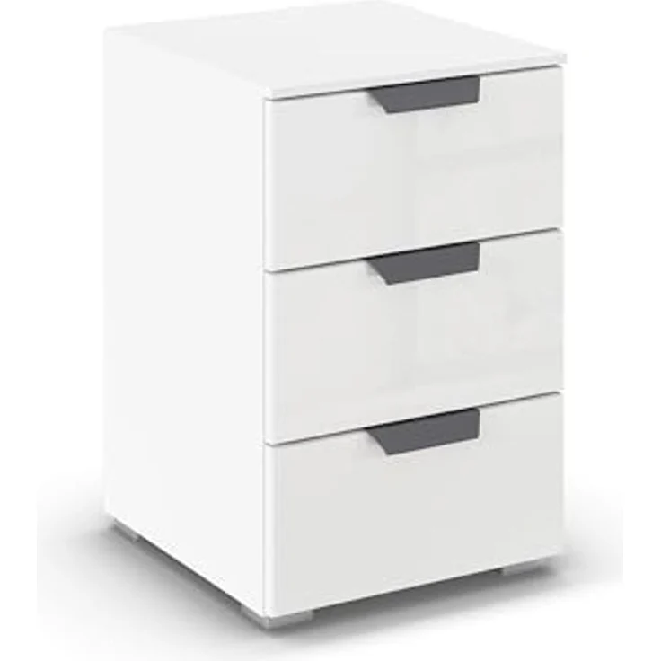 rauch Aditio Box, Nachttisch, 2 Schubladen, mit Glasfront, mit Softclose-Funktion, Farbe Weiß, BxHxT 40x61x42cm – Bild 1
