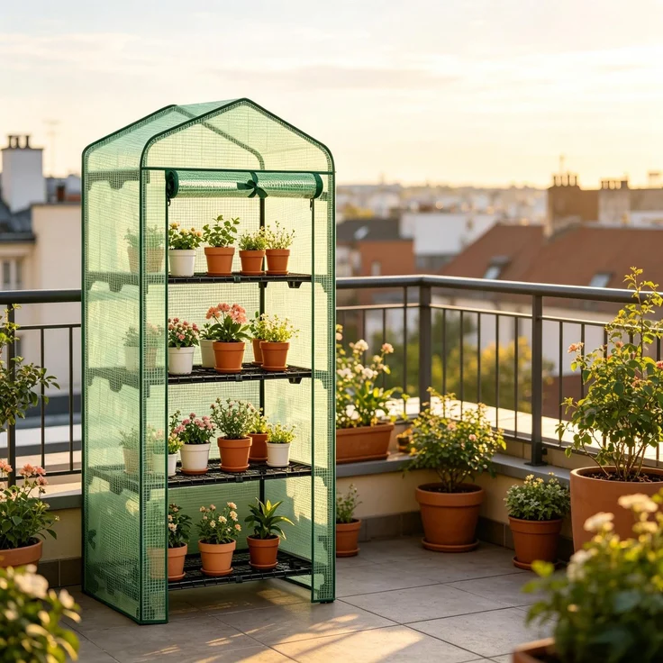 Wohnora-Tomaten Gewächshaus,Gewächshaus mit Rädern,Kleines Gewächshaus mit Regalen,Tomaten Gewächshaus mit Roll-Up Tür(nur mit Gewächshaus),H 163cm x T 70cm x B 50cm,Grün – Bild 1