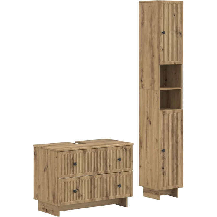 vidaXL 2-teiliges Badezimmer Schrank Set EDE Artisan-Eiche 3417503 – Bild 2