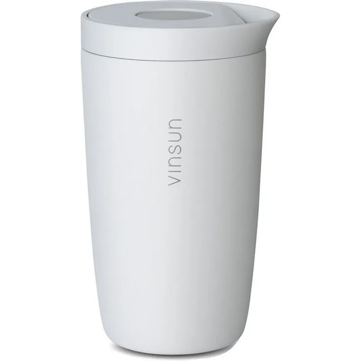 Vinsun Thermobecher Edelstahl Isolierbecher 350ml - Kaffeebecher to Go auslaufsicher, 2-tlg, Edelstahl, Doppelwandig, BPA frei, bruchfest, Einhandbedienung per Knopfdruck