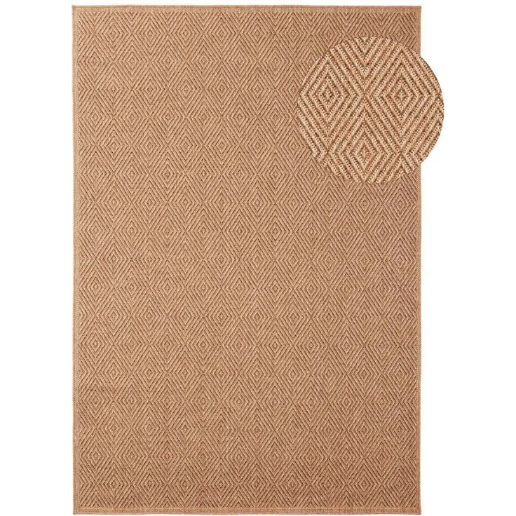 TaraCarpet Outdoorteppich TaraCarpet Borneo Raute Outdoor Teppich – Wetterfester Indoor & Outdoo, rechteckig, Höhe: 6 mm, Küche Wohnzimmer Terrasse Garten Balkon beige 80x150 – Bild 2
