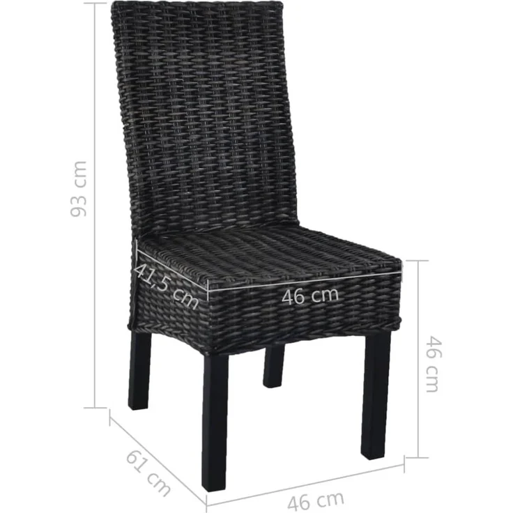 vidaXL Esszimmerstühle 2 Stk. Schwarz Kubu-Rattan und Mahagoniholz 246656 – Bild 6