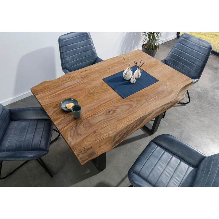 Baumtisch Sheesham 160 x 90 x 77 natur gebeizt / U-Beine anthrazit matt FREEFORM 5 – Bild 2