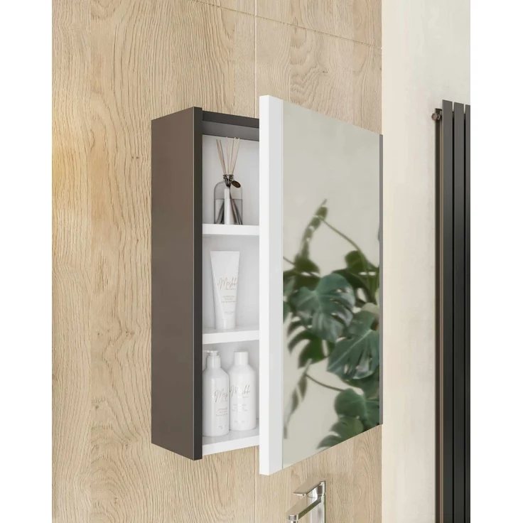 Skye Decor 'Kemer 45' Badmöbel-Set mit Waschbecken & Spiegel (2-teilig), Anthrazit, 45 x 50 x 28,6 cm – Bild 3
