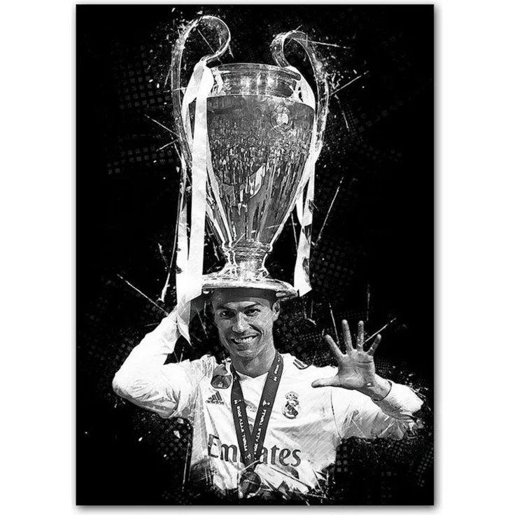 JUSTGOODMOOD Poster Fußball Christiano Ronaldo in Schwarz Weiss Farben als Deko Print ohne, 6 (1 St) – Bild 2