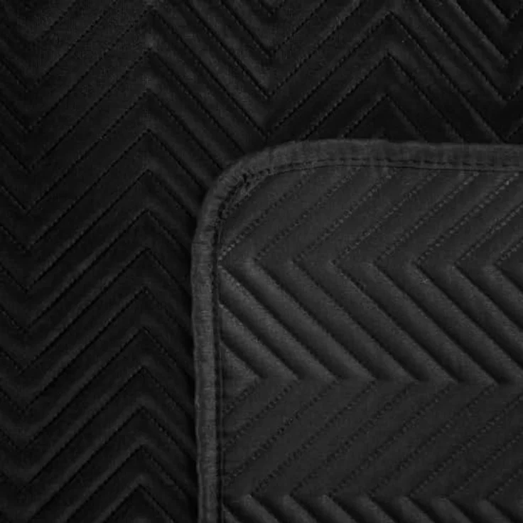 Tagesdecke Velours Samtdecke Gesteppt Steppdecke Klassische Decke SOFIA schwarz 230x260 cm schwarz – Bild 4