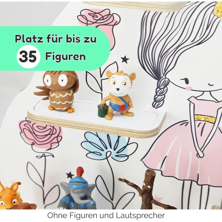 stadtecken Holzregal für Musikbox I Giraffe, mittel I Geeignet für die Toniebox und ca. 30 Tonies I Perfekte Tonie Aufbewahrung im Kinderzimmer I Zum Aufstellen oder Aufhängen – Bild 4