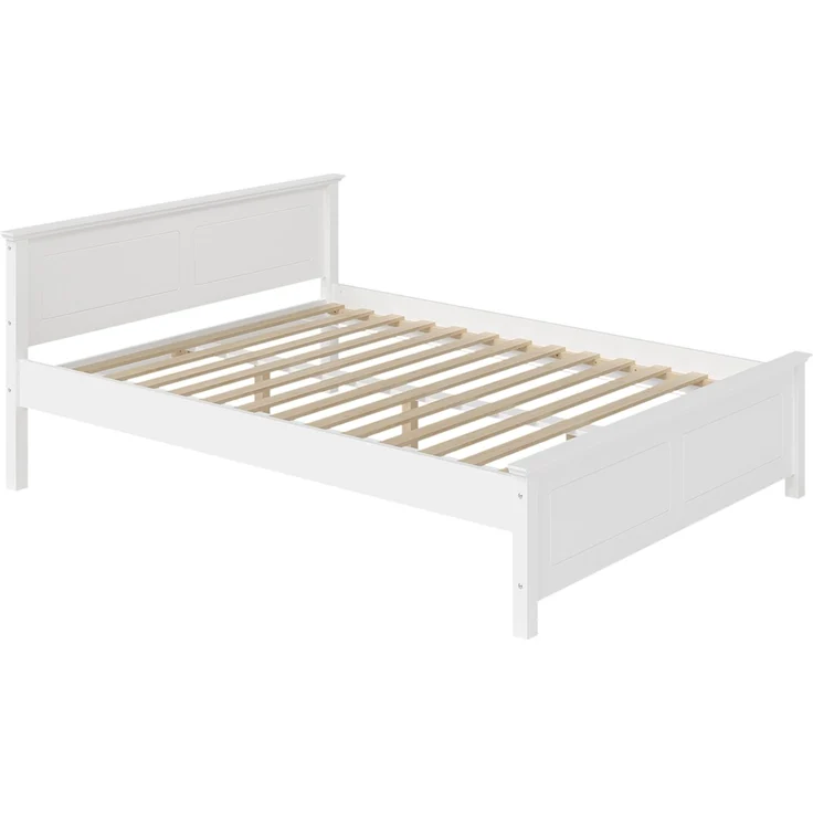 Bellamio 'Medje' Bett 160x200 cm in Kassettenoptik, Kiefer, weiß lackiert, Holzbett im Landhausstil mit Lattenrost, geeignet als Doppelbett – Bild 2