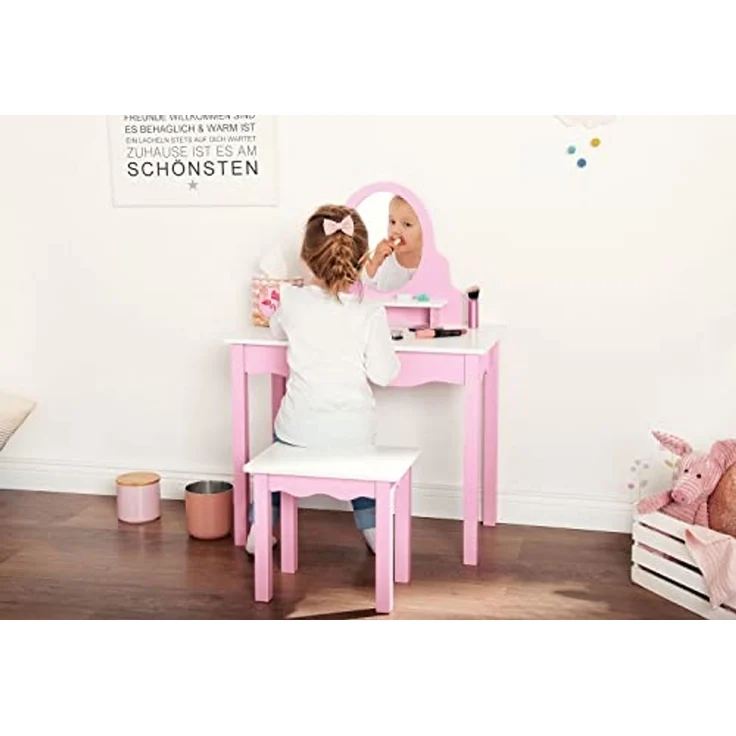 Pinolino 'Jasmin' Kinderschminktisch, inkl. Hocker, ab 3 Jahren, rosa/weiß – Bild 3