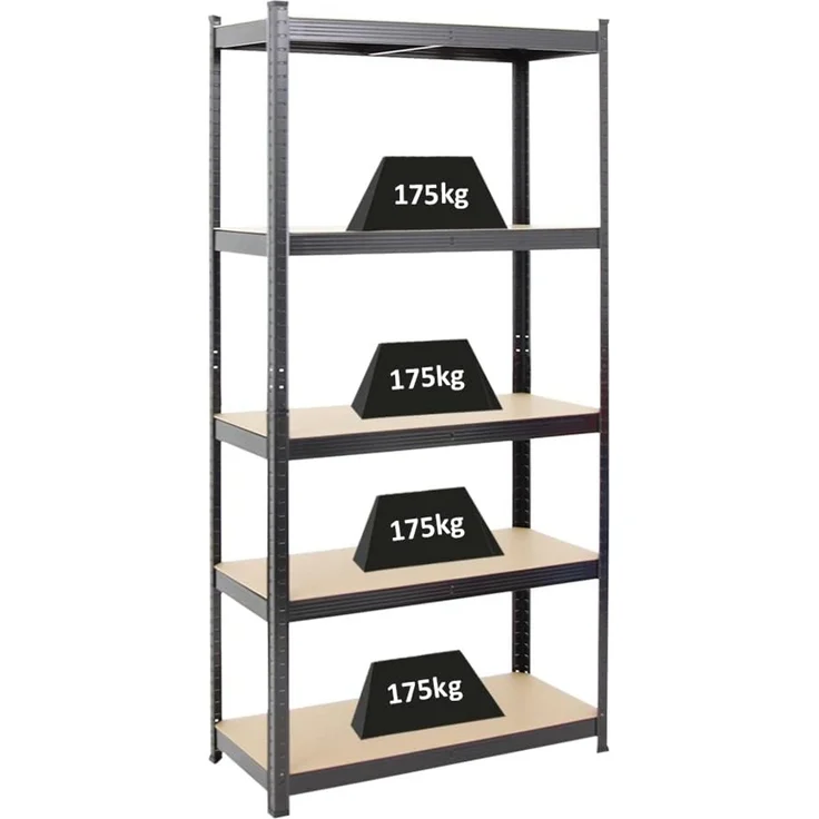 PROREGAL Schwerlastregal Ragnar für Gesamtlast 875kg Maße: 180 x 90 x 40 Schwarz, Kellerregal, Steckregal, Garagenregal, Lagerregal – Bild 1