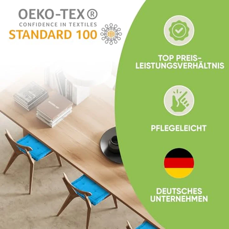 Gräfenstayn Sitzkissen 4er Set 40x40 cm mit 8 cm Polsterung aus 100 % Baumwolle -, robustes Sitzkissen für Indoor & Outdoor, bequemes Bodenkissen – Bild 7