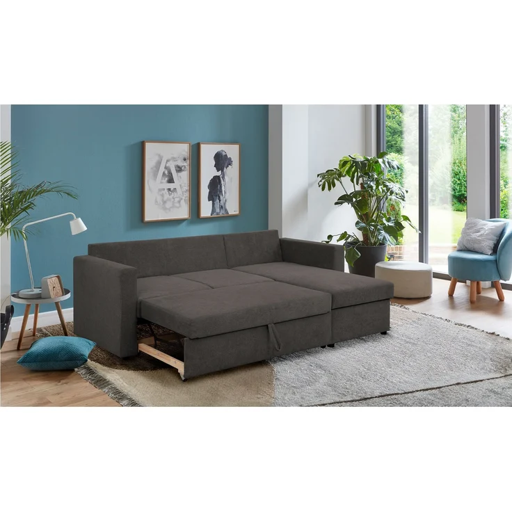 Wohnlandschaft Josua / Jena SO250, Stoff, Beige, Braun, 230 x 83 x 155 cm – Bild 4