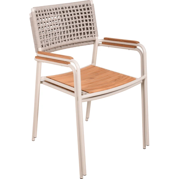 Garten-Sitzgruppe LOTTE 5-tlg. - Teak, Cremeweiß | Gartenmöbel-Set Gartengarnitur Garten-Essgruppe mit Stühlen und Esstisch – Bild 10