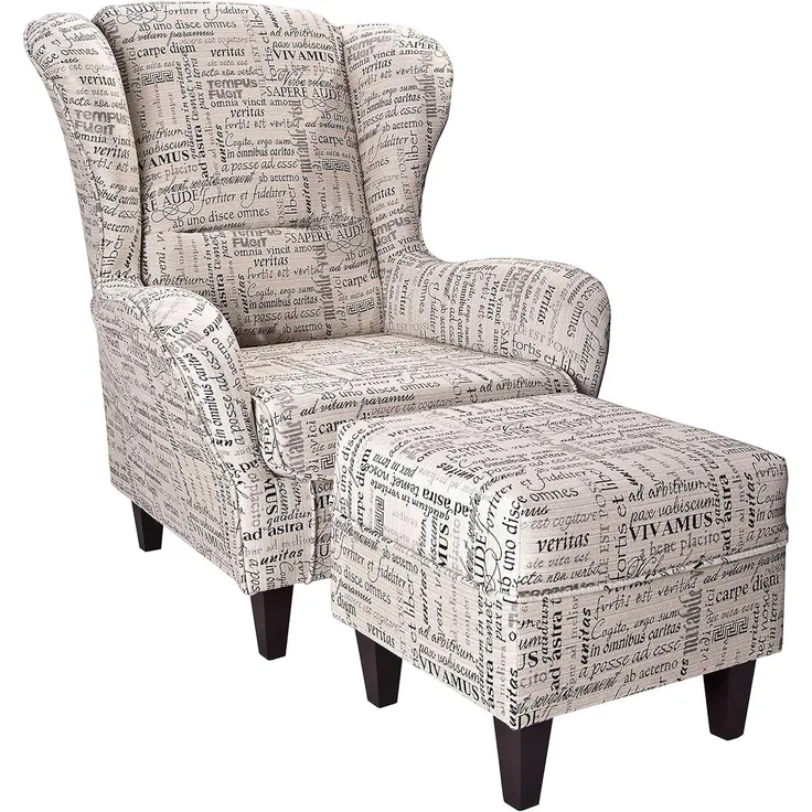 Supellex Sofia Ohrensessel mit Hocker | Carpe Diem Beige Kolonial Design