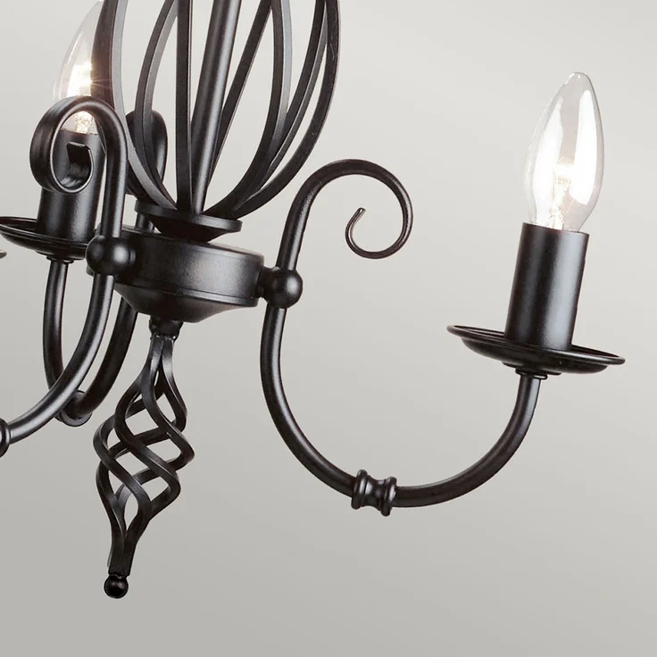 Kronleuchter, Hängelampe, Stahl, Schwarz, D 36 cm – Bild 4