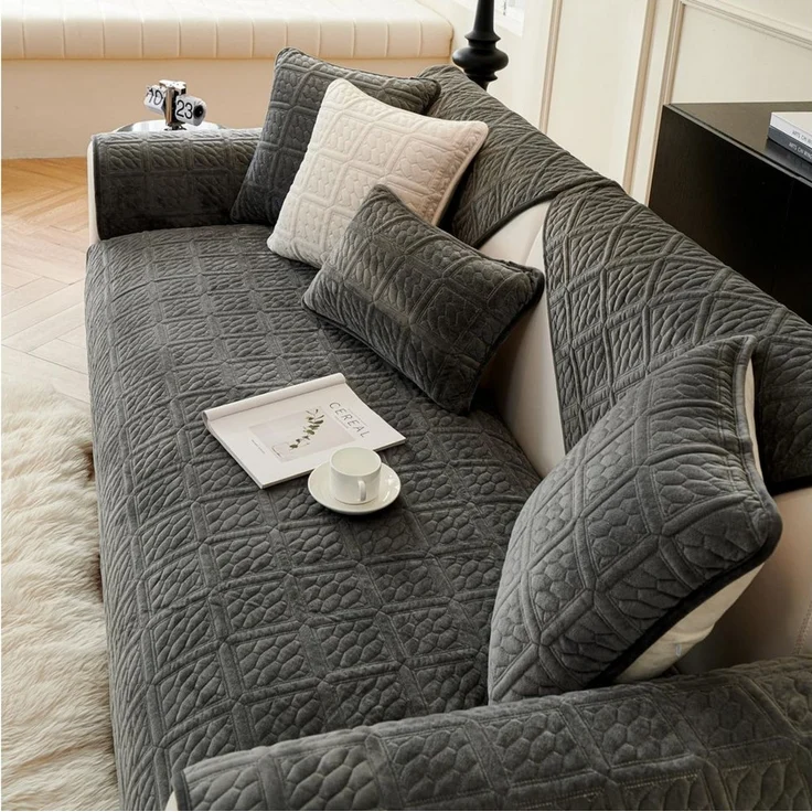 Coonoor Sofaschoner Milchsamt Superweiche Sofa Überzug L Form U 1/2/3/4 Sitzer, Sofaschoner Rutschfest, Sofaschoner Für Sitzfläche Couch – Bild 4