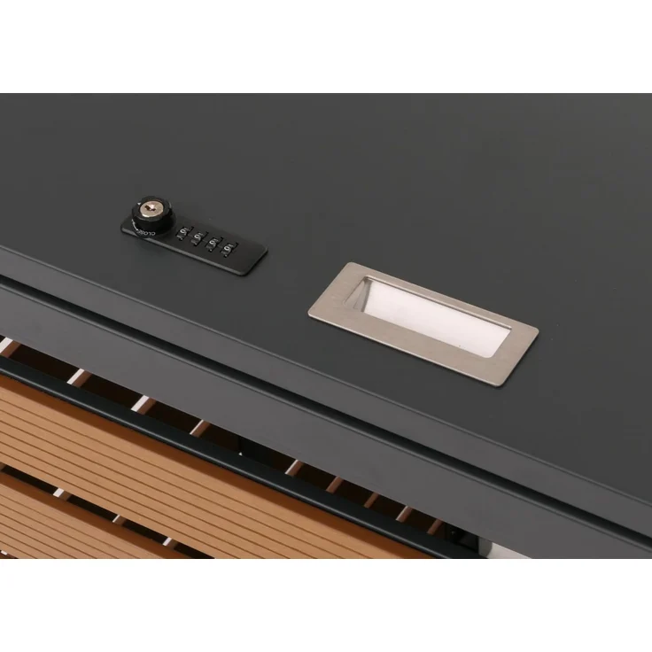 4er Mülltonnenverkleidung HWC-K14, Mülltonnenbox Mülltonnenabdeckung, 119x264x84cm WPC Metall 130kg ~ Teak-Optik – Bild 5