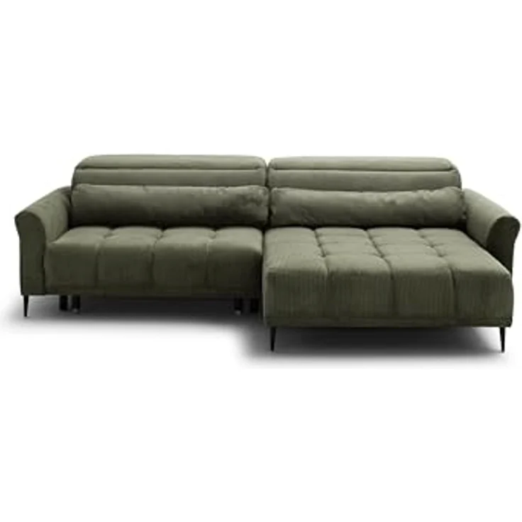 Wohnlandschaft >Wolve< elektr. Sitzverstellung, 2 Kissen, Cord grün - 277x108x179cm (BxHxT) – Bild 5