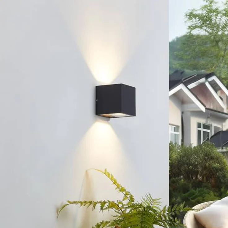 Lucande LED Wandleuchte Merjem, spritzwassergeschützt in Aluminium (2 flammig) für Außenwand, IP54, energiesparend – Bild 3
