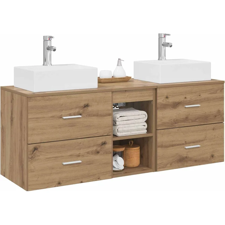 vidaXL Badezimmerschrank-Set 3 stk. Artisan-Eiche 129 x 41 x 79,5 cm 3405842 – Bild 3