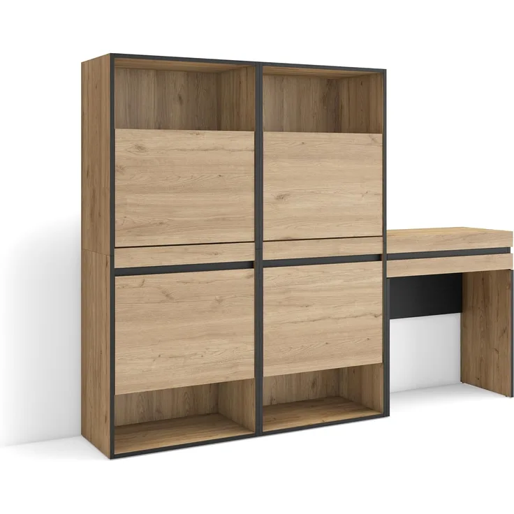 Skraut Home | Schuhregal, Schuhschrank | Schuhaufbewahrung | 190 x 145 x 35 cm | Für Schlafzimmer, Zimmer | Schminktisch | Moderner Stil | Eiche