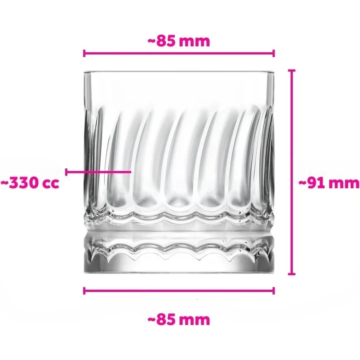 Hermia Concept 'LV-WAV430F' Whiskygläser-Set (6-teilig), Transparent, 8,5 x 8,5 x 9,1 cm, 330 ml – Bild 7