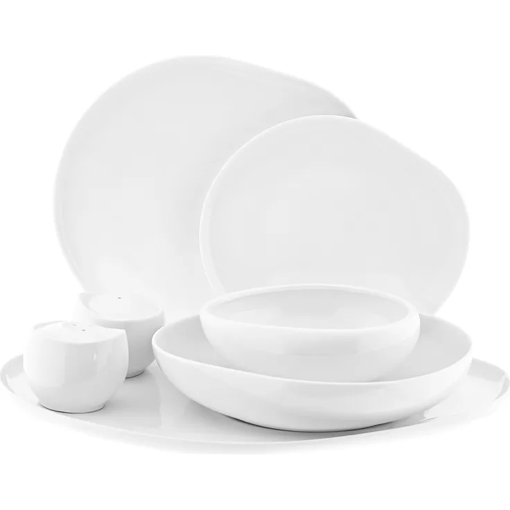 Geschirr-Set Wave-Style aus hochwertigem Porzellan - 27-teilig für 6 Personen