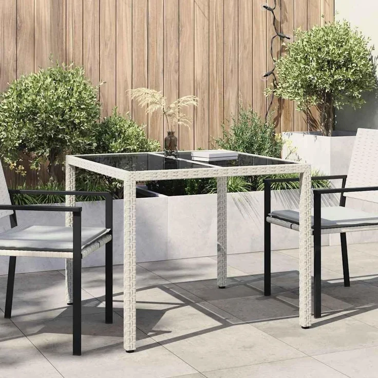 vidaXL Gartentisch Weiß 90 x 90 x 75 cm Poly-Rattan 362535 – Bild 2