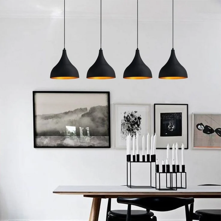 Bamyum Pendelleuchte Bamyum Pendelleuchte I Adash I Schwarz 4 Flammig Metall Ø 26 cm Lampe, ohne Leuchtmittel – Bild 3