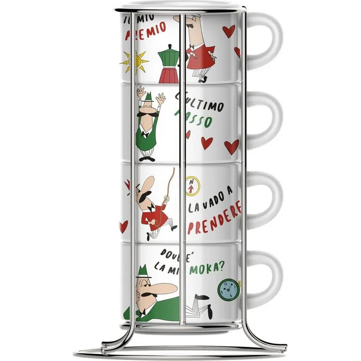 BIALETTI Cappuccinotasse Set 5-tlg. mit Metallgestell, Keine Angabe