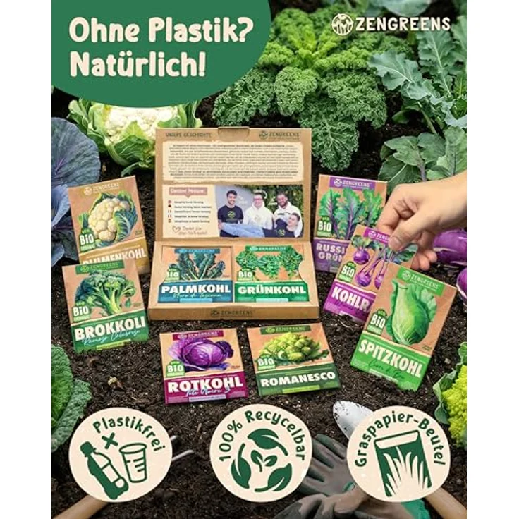 ZenGreens® - Bio Kohlgemüsesamen im 12er Set - 12 Kohl Gemüse Samen für den einfachen Anbau im Garten, Balkon oder Hochbeet - Pflanzensamen - Saatgut – Bild 5
