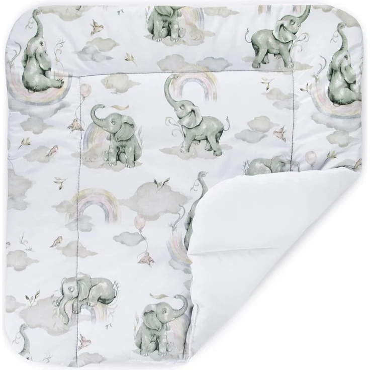 Balbina® Wickelunterlage aus Baumwolle weiche Wickeltischauflage für Wickelkommoden waschbar 70x70 I Elefant im Regenbogen – Bild 2