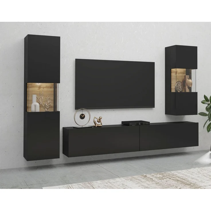 Home affaire Wohnwand Ava, Wohnzimmer-Set hängend/stehend montierbar, Vitrine, Lowboard, 3-tlg. – Bild 1