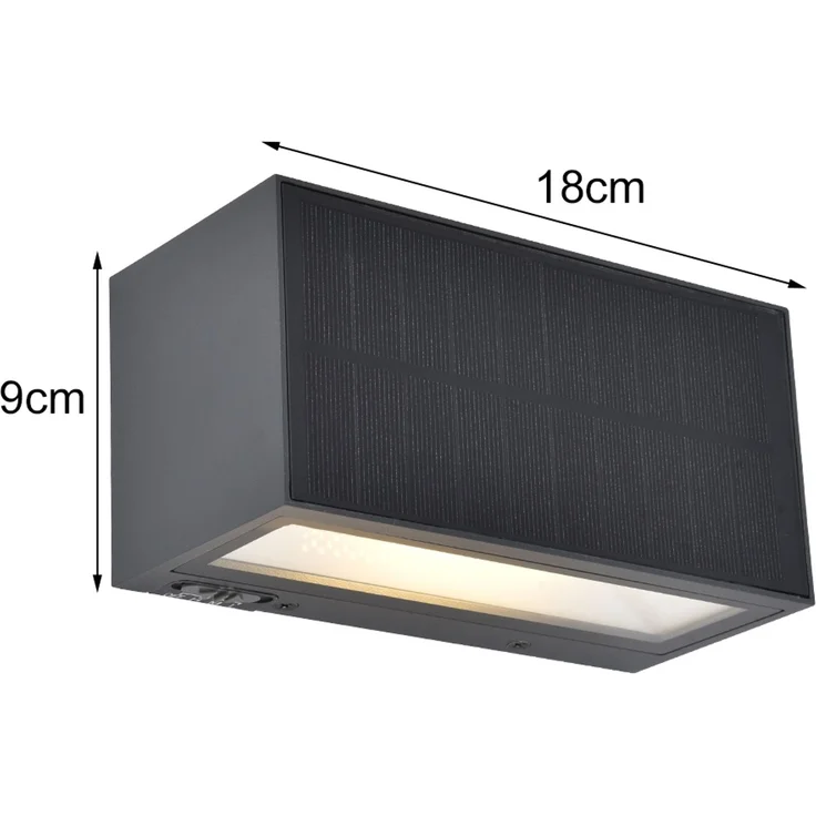 HYBRID LED Außenwandleuchte INKA, Solar & Strom 230V, Anthrazit 18cm breit – Bild 4