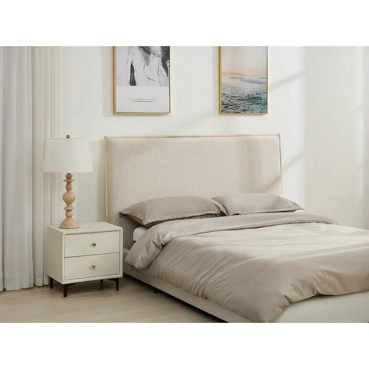 Vente-unique - Bettkopfteil – Abnehmbarer Bezug – 170 cm – Baumwolle & Leinen – Beige – TAHIME – Bild 3