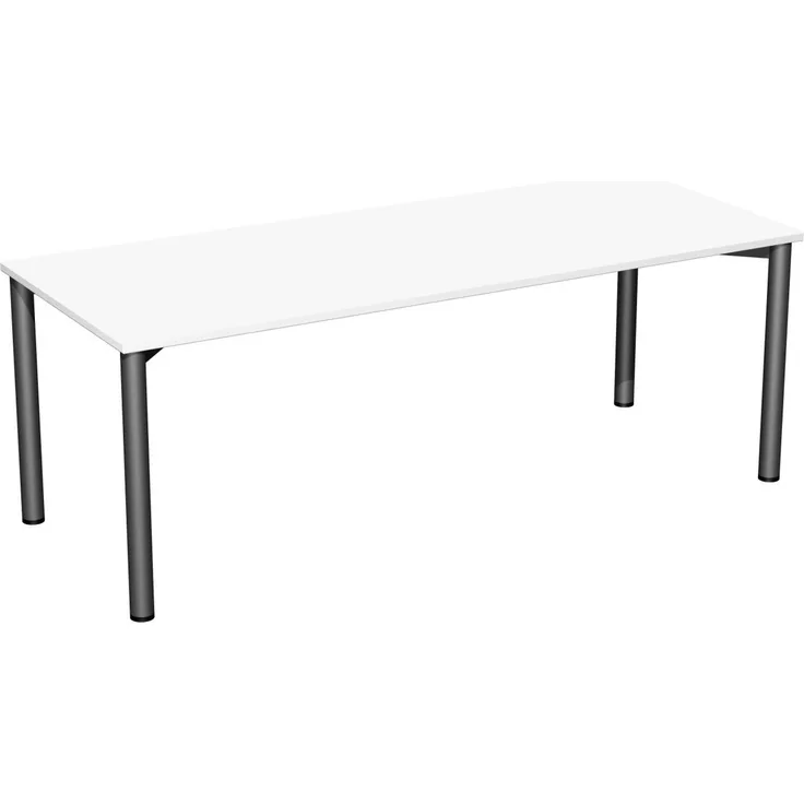 Konferenztisch Rundfuß, 200x80cm, Weiß Anthrazit