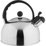 axentia Flötenkessel in Silber-Schwarz, Wasserkessel aus rostfreiem Edelstahl, Wasserkocher für Herd, Teekessel mit Flöte, pfeifendm, Flötenkessel mit Sandwichboden, Design-Pfeifkessel 2,5 l