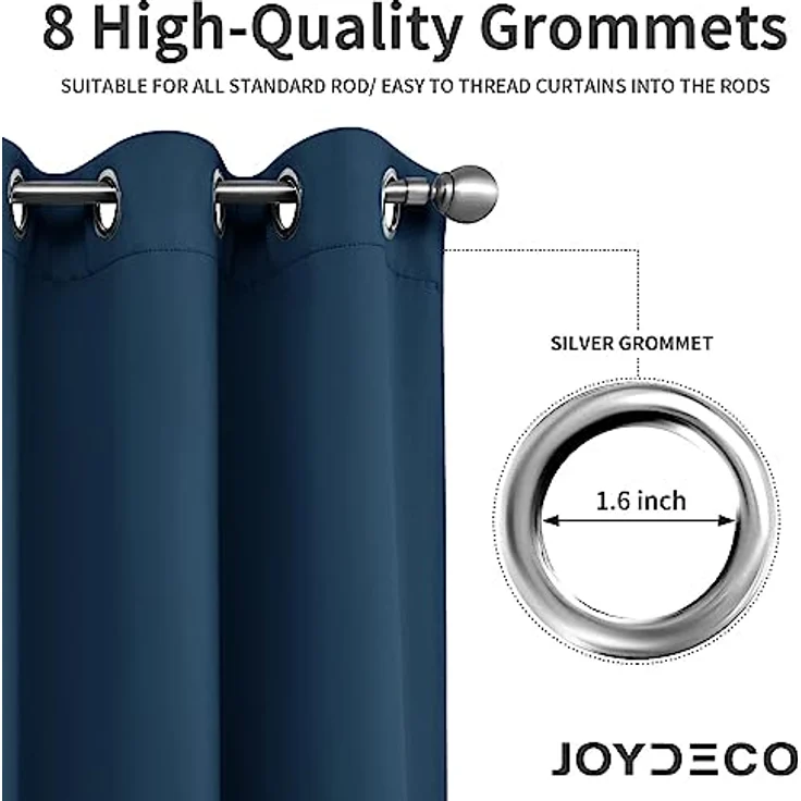 Joydeco Verdunkelungsvorhänge, 2 Paneele, thermische Isolierung, Raumverdunkelung, mit Ösen, für Wohnzimmer, Schlafzimmer, Fenster, Länge ca. 215 cm – Bild 2