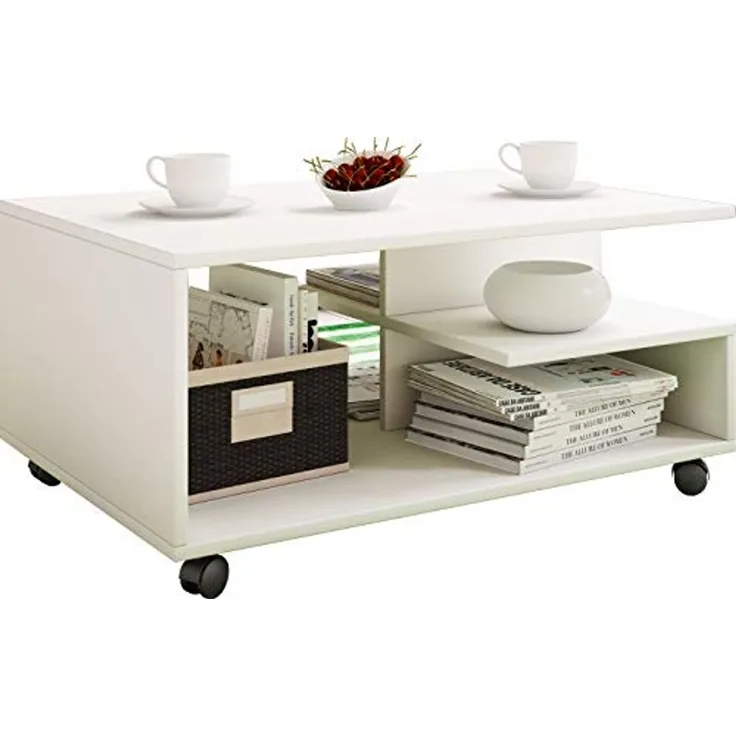 VCM Beistelltisch & Couchtisch Stango 916989 Weiß H. 41 x B. 80 x T. 50 cm