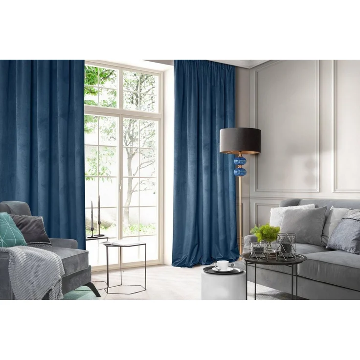 Samtvorhang Velours Vorhänge zum Wohnzimmer Prachtvoll Elegant blau 140x270 cm Kräuselband – Bild 1