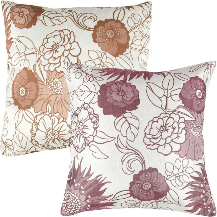 Arsvita Kissenhülle 40x40xcm Blumenmuster (Silbergrau - Bordeaux) – Bild 7