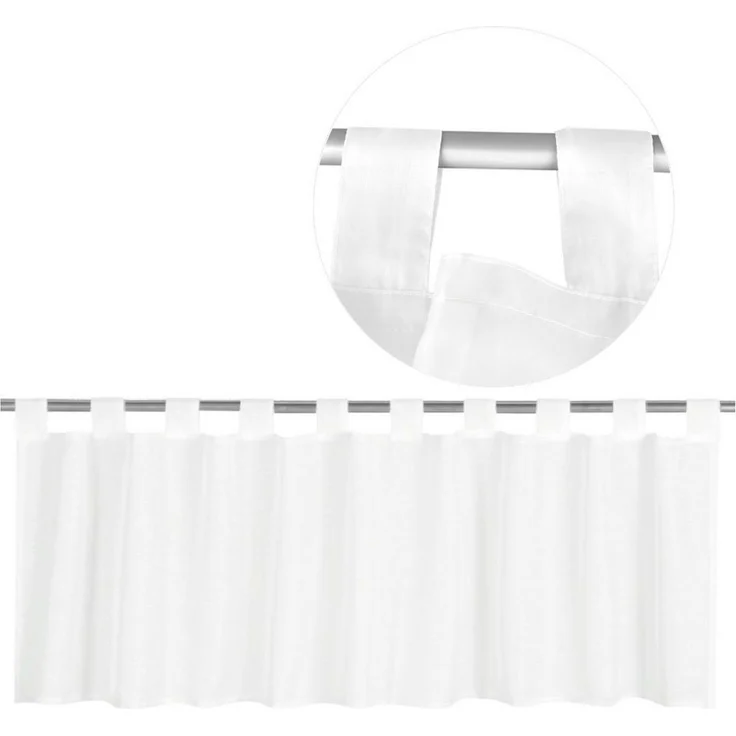 Schlaufen-Bistrogardine in B160cm x L60cm, transparente uni Scheibengardine Voile in vielen verschiedenen Farben erhältlich (weiß - schneeweiß) – Bild 5