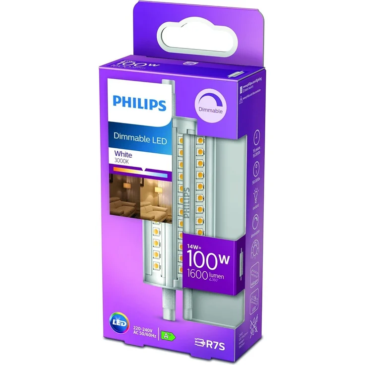 Philips Stab-LED R7S Lampe 118 mm (100 W), dimmbare R7S LED Stablampe mit neutralweißem Licht, energiesparende LED Lampe mit langer Nutzlebensdauer, Weiß – Bild 4