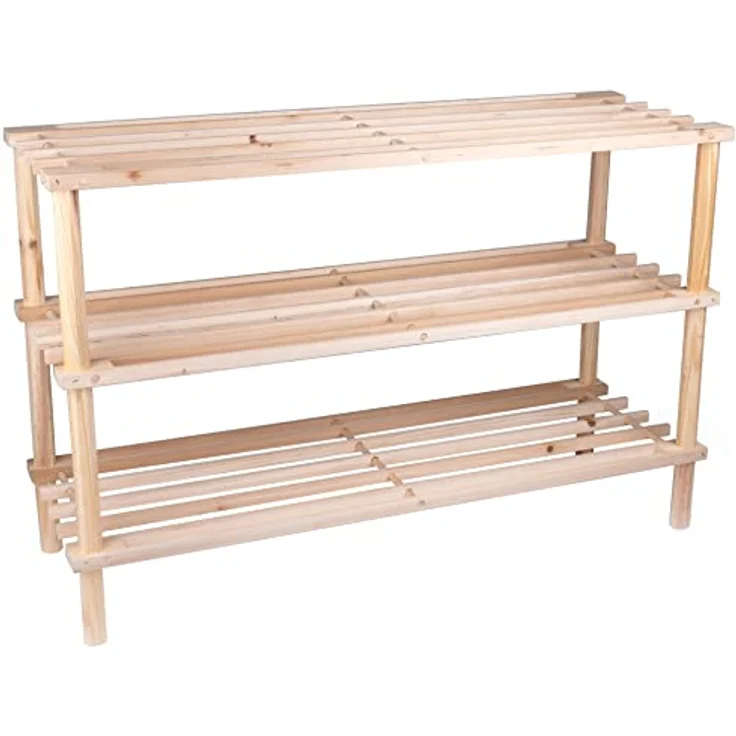 Alpina Schuhregal - Schuhablage 3-Lagen - Holz - 74 x 26 x 48,5 cm - Bis zu 10 Paar Schuhe – Bild 2