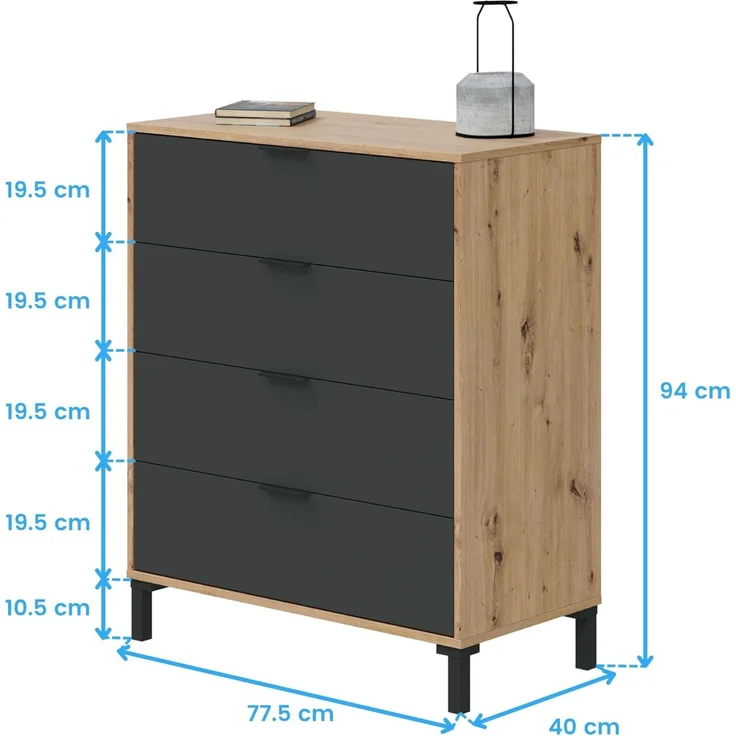 Habitdesign Kommode, Melamin Holz Aluminium, Mediano – Bild 7