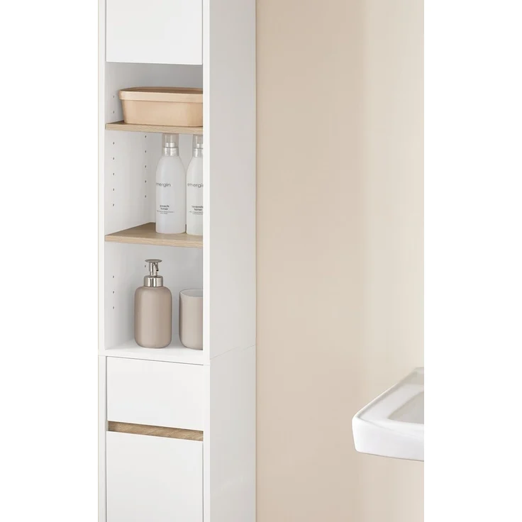 SoBuy BZR34-WN Badezimmer-Hochschrank, MDF, Lackiert, Weiß, 20 x 180 x 20 cm – Bild 9
